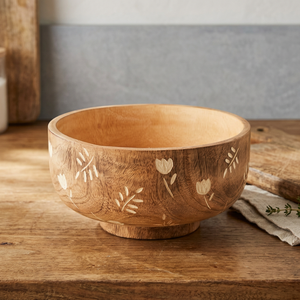 Cuencos Decorativos de Madera Pulida Estilo Vintage para Servir Ensaladas, Centro de Mesa para Fiestas en Casa, Ecológicos, Ligeros, Hechos en India BS - Product Image 1