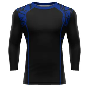 Custom UV Recycled Sublimation Long Sleeve MMA BJJ Rash Guard For Adults Sportswear For Men