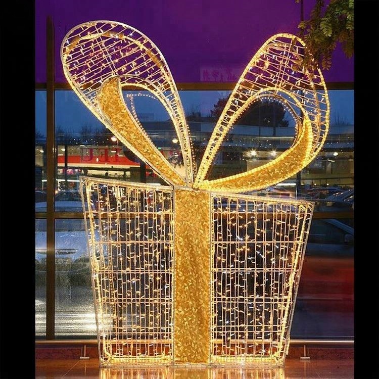 Подгонянный акриловый поперек улицы гигантский декоративный 3d СИД Рождественская Подарочная коробка мотив свет