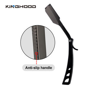 उच्च गुणवत्ता वाले चेहरे फोल्डेबल धातु कट गले चाकू स्टेनलेस स्टील ब्लेड सीधे बार्बर रेजर - Product Image 5