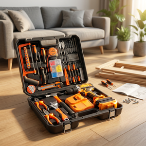 Set Bor Impak 21V Berkinerja Tinggi dengan Motor Brushless, Dua Baterai Lithium, dan Perlengkapan Perkakas Tangan Lengkap untuk Operasi DIY di Lokasi - Product Image 2