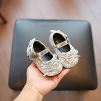 Chaussures de danse chaudes pour enfants, motif nœud féerique et petites fleurs en cristal, fermeture Velcro, collection Hiver 2026, style coréen, pour filles, souples et confortables