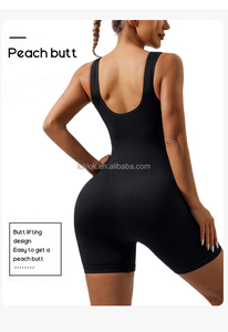 Combinaison de sport pour femme, personnalisée par les vendeurs, une pièce, col carré, unie, ensemble de marque, body sculptant, imitation, vente en gros - Product Image 4
