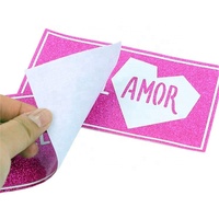 Étiquettes en cuir PU personnalisées avec logo sérigraphié et paillettes roses à coudre