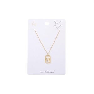 Collana in Acciaio Inossidabile Traforata Quadrata con Catena Sottile - Product Image 1