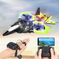 Avion de chasse télécommandé pour enfants avec lumière, flip à 360°, 4 canaux, télécommande 2,4 GHz, matériau EPP, utilisation intérieure-extérieure, piles incluses