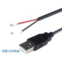 1M 22AWG USB 2.0-Stecker 2-poliges Pigtail-Kabel-3A 5V USB Typ ein 2-adriges offenes Verlängerung kabel mit blankem Kabel