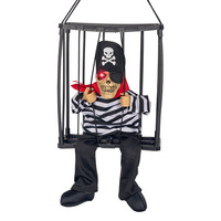 Jouets d'Halloween en gros : Fantôme lumineux électrique hurlant dans une cage, décoration de maison hantée, fonctionne avec piles AAA, en plastique
