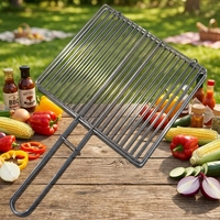 Grille de barbecue carrée en acier inoxydable 304 pour charbon de bois, réutilisable, réglable, avec poignée, accessoire de nettoyage facile pour barbecue extérieur