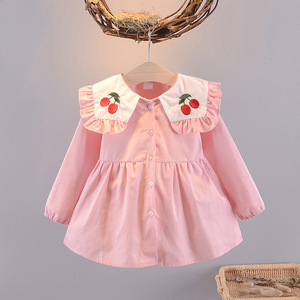 Mini fantasia coreana in cotone organico con abiti da sera di Design italiano cartone animato ciliegia di 2 anni bambina - Product Image 1