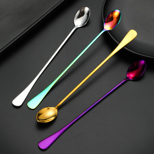 ช้อนน้ำแข็งด้ามยาวสแตนเลส 24 ซม. ช้อนคนค็อกเทลแบบใช้ซ้ำได้ เครื่องมือผสมเครื่องดื่ม สีพื้น - Product Image 1