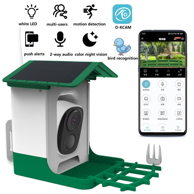 AI Smart Bird Recognition Hummingbird Feeders 3MP 2K Wide View Bird Watching Camera Real Time Video Automatic Bird Feeder Camera