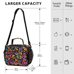 Low Moq Graffiti Print Waterproof <b>Insulated</b> Thermal Bento Cooler Bag Nylon Food-Safe Children Cartoon Kids <b>Lunch</b> Bag - Product Image 4