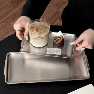 Wholesale Large Rectangle Flat Stainless Steel Plate Set Restaurant Dinner Serving Hot <strong>Eating</strong> Plate for Korean Bbq - Product Image 2