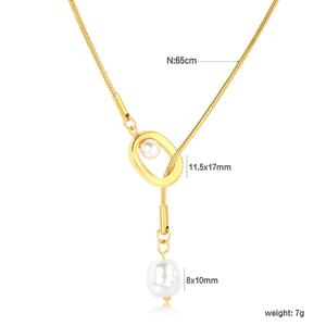 Collar de Perlas en Forma de Y de Acero Inoxidable con Baño de Oro de 18k, Colgante de Borla, Cadena, Amuleto, Joyería Impermeable para Mujer - Product Image 2