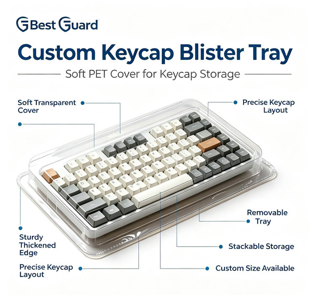 Custom Blister Packaging, Keycap Organizer Box, Transparent Clamshell Display Case for Keyboard Switches
