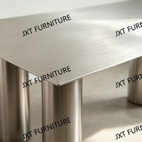 Table à manger rectangulaire moderne en acier inoxydable sur mesure, finition anti-traces de doigts, pour la maison, les restaurants et les hôtels