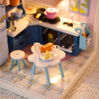 KNOWME IIECRATE W-2511 Kit de maison de poupée miniature à monter soi-même, puzzle 3D, jouet éducatif, modèle en bois et plastique, style maison de petit chef