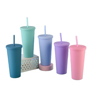 Pastel Colored Acrylic 24oz Cups with Lids and Straws Double Wall Matte Plastic Bulk Tumblers Customizable DIY Gifts Cups