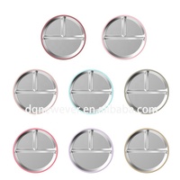 Assiettes pour enfants en acier inoxydable 304 avec accessoires de sevrage en silicone amovibles, ensemble d'alimentation pour bébé, assiette à ventouse divisée