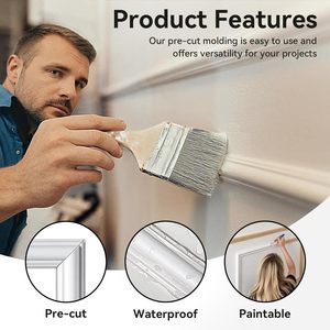 Moulure murale flexible en <span class=keywords><strong>PVC</strong></span> <span class=keywords><strong>de</strong></span> 9,8 pieds, auto-adhésive, à peler et coller, pour cadre <span class=keywords><strong>de</strong></span> chaise et décoration <span class=keywords><strong>de</strong></span> miroir mural à domicile - Product Image 3