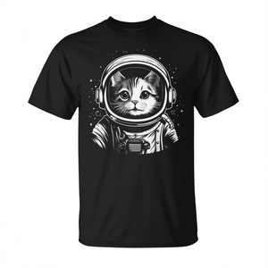 T-shirt Gatto Astronauta per Bambini, T-shirt Gatto Spaziale, T-shirt Gatto Mamma, T-shirt Gatto Papà - Product Image 2