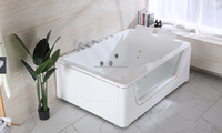 Baignoire rectangulaire moderne et traditionnelle en acrylique, écologique, idéale pour appartement, avec robinet de douche intégré et fonction de massage par air