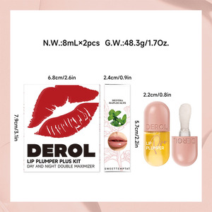 Ventas calientes <span class=keywords><strong>Derol</strong></span> 2 pcs/set Hidratante Brillo de labios Hidratante Día y Noche Doble efecto Nutritious Plumping Oil Set 2 piezas - Product Image 6