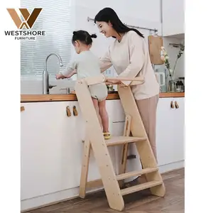 Montessori Toddler Learning Tower Kitchen Step Stool Standing Learning Tower For Boys Girls Wooden Kitchen Helper