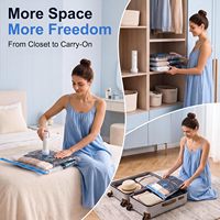 Sac de compression sous vide pliable personnalisé à double fermeture éclair pour vêtements, sac de rangement de voyage en plastique pour vêtements