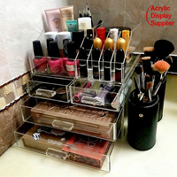 Boîte de rangement cosmétique en acrylique transparent de haute qualité, empilable, avec couvercle, pour organiser le maquillage, porte-rouge à lèvres, porte-pinceaux