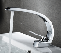 Robinet de lavabo artistique en laiton doré, style nordique créatif, pour eau chaude/froide, monotrou, avec cartouche en céramique