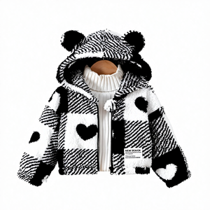 <span class=keywords><strong>Manteau</strong></span> en fourrure pour bébé fille, automne-hiver, avec fermeture éclair imprimée en forme de cœur, veste à capuche, vêtement d'extérieur chaud et épais - Product Image 1