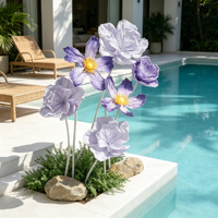 Y-044premium Fleurs artificielles grand format, élégantes et luxueuses, de couleur violette, faites à la main, pour mariages, hôtels, événements et présentoirs commerciaux