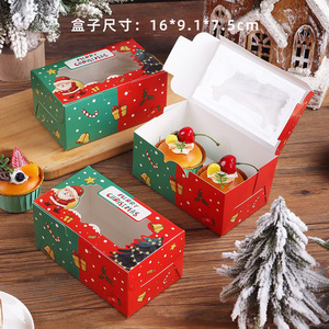 Empty Red Green <strong>Christmas</strong> Cardboard Treat <strong>Box</strong> With <strong>Window</strong> Cupcake Wholesale Factory Direct Bulk Supply - Product Image 2
