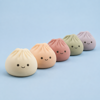 Jouet Squishy Personnalisé Pastel Bao Bun, Jouet Anti-stress Souriant en Forme de Dumpling pour Bureau, Cadeau Promotionnel d'Anniversaire