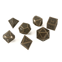 Ensemble de dés polyédriques de luxe en métal bronze antique pour jeux de rôle de table DND, incrustation de paillettes bleues, en résine lourde et alliage de zinc, qualité professionnelle