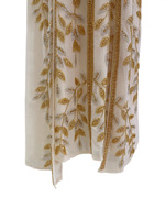 Robe de soirée de style moyen-oriental, Dubaï, musulmane, en mousseline de soie lourde, ornée de perles, à fleurs, coupe trapèze, taille haute, col en V