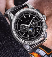 Montres mécaniques en acier lumineuses pour affaires, avec affichage 24 heures et calendrier en cristal, conception d'usine et personnalisation par lots, pour marque privée
