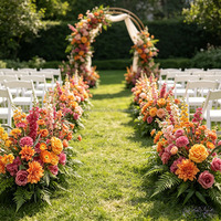 Knallrosa Künstliche Blumenarrangements Künstliche Seidenblumen in Rosa und Orange für Hochzeitsgang und Eingangsbereich-Dekoration