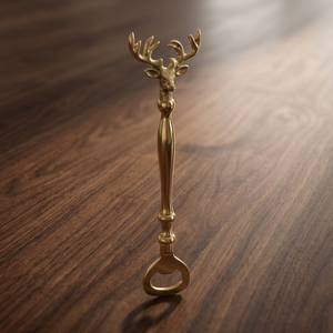 Ouvre-bouteille ergonomique robuste - Ouvre-bouteille en métal en forme de tête de cerf dorée, ouvre-bouteille manuel en forme d'animal - Product Image 1