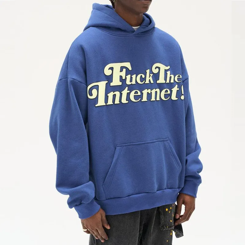 Free design hoodies custom printing graphics heavyweight cotton puffy letter sweater hoodies 3d puff print hoodie