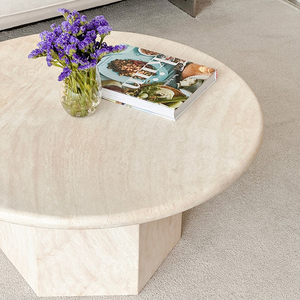 Italian Minimalist Marble <strong>Low</strong> <strong>Table</strong> Household Circular Coffee <strong>Table</strong> - Product Image 3