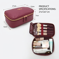 Trousse de Maquillage Portable Grande Capacité avec Fermeture Éclair en PU, Organisateur Cosmétique Multifonctionnel, Boîte de Rangement pour Articles de Toilette et Beauté