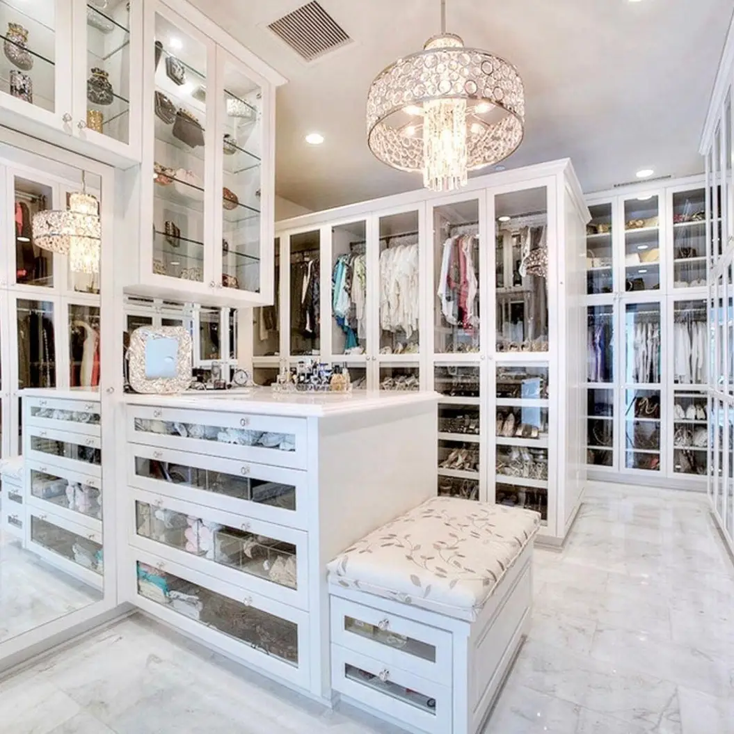 High end customize wardrobe home furniture white wooden wardrobe in bedroom