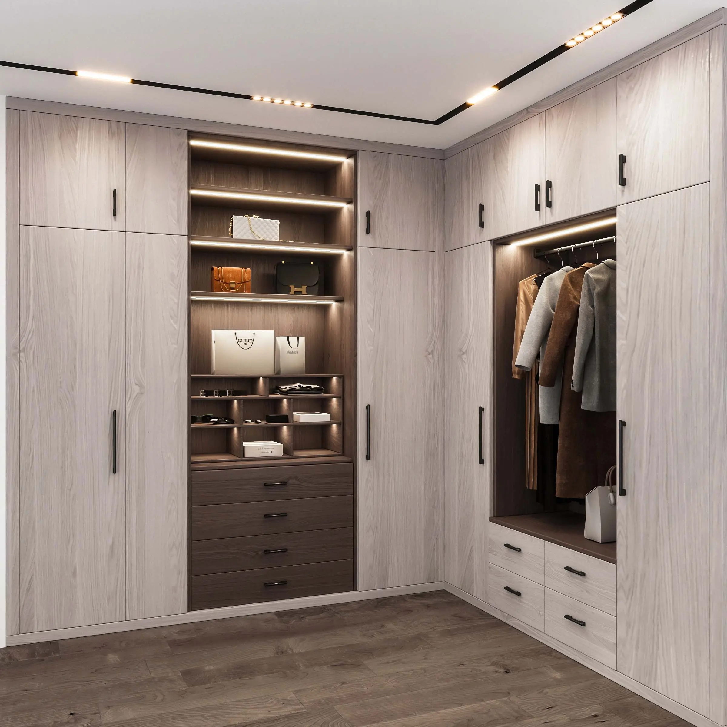 Custom Morden Design Latest Wardrobe Design Build in Wood White Closet Wardrobe Storage Closet Walk in Wardrobe