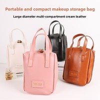 Nouvelle conception de trousse de toilette en cuir PU, organiseur de maquillage, trousse de toilette imperméable, grande trousse de maquillage de voyage avec fermeture éclair