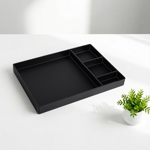 Acrylic <b>Storage</b> <b>Tray</b> Rectangle With Partitions Portable Desktop Organizer For Bathroom Countertop Use - Product Image 1