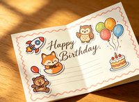 Hoja de Pegatinas Personalizadas con Corte Kiss Cut, Lindos Dibujos Animados de Animales, Vinilo Impermeable, Decoración para Fiestas de Cumpleaños Infantiles, Pegatinas Adhesivas
