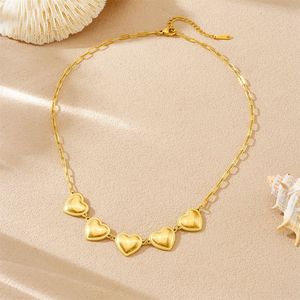Stainless Steel Heart Shaped Gold Plated Chain Necklace For Women Gift Jewelry - Product Image 3